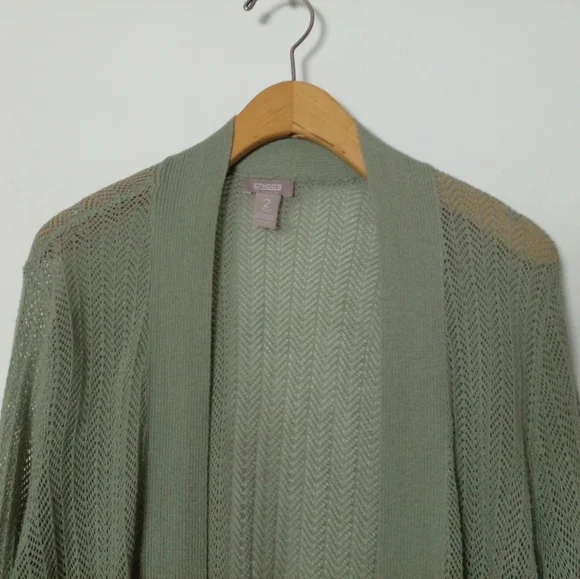Chico's Women's Long Sleeve Mesh Cardigan Sweater Size 2 - Picture 4 of 7